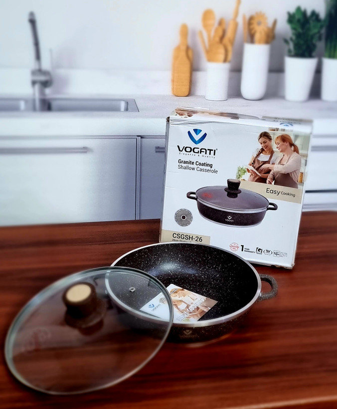 ماهیتابه دو دسته گرانیت سایزCSGSH-28 قهوه ای ووگاتی سایز ۲۸