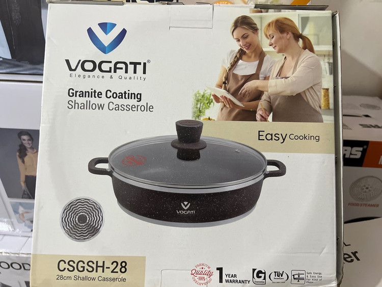 ماهیتابه دو دسته گرانیت سایزCSGSH-28 قهوه ای ووگاتی سایز ۲۸