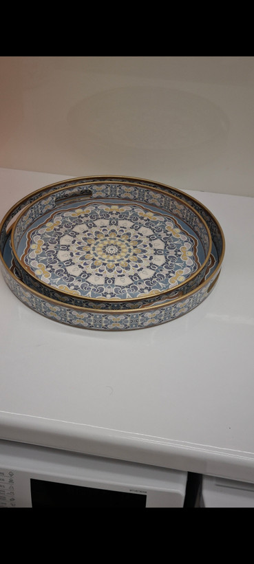 سینی رزین گرد دو تکه طرح مینایی اصیل ایرانی